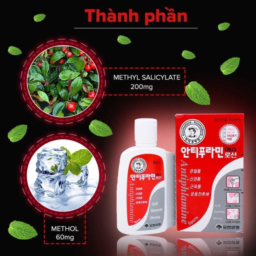 Dầu Xoa Bóp Hàn Quốc Antiphlamine 100ml có bánh răng mát xa tiện lợi - Dầu Nóng Hàn Quốc làm dịu cơn đau cơ xương khớp - Dầu Massage - Dầu Mát Xa