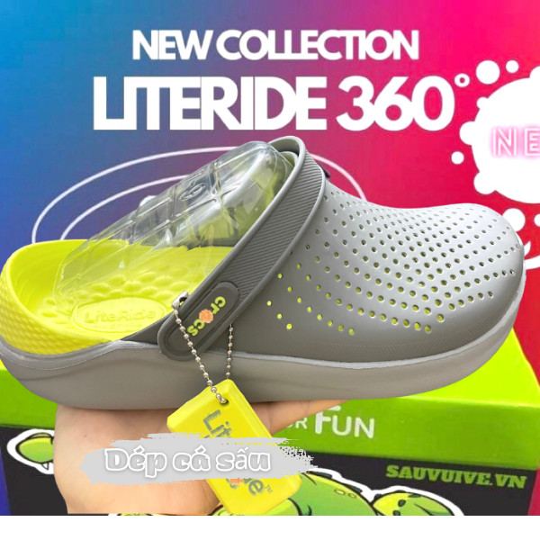 DÉP SỤC CROCS NAM NỮ LITERIDE CLOG XÁM CỐM - dép cá sấu - dép crocs - dép sục - dép nam - dép nữ - dép quai hậu nữ - dép cross - dép sandal nữ - dép quai hậu nam - dép quai hậu - dép cặp - dep suc - dep crocs