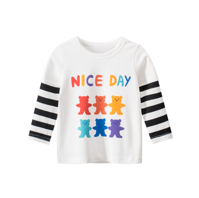 [ VIDEO ] A016 Áo thun tay dài tay ghép sọc bé gái 27Home chất liệu cotton in hình NICE DAY cho bé từ 10-33kg (2 tuổi -10 tuổi ) an toàn mềm mịn thích hợp cho bé đi học đi chơi