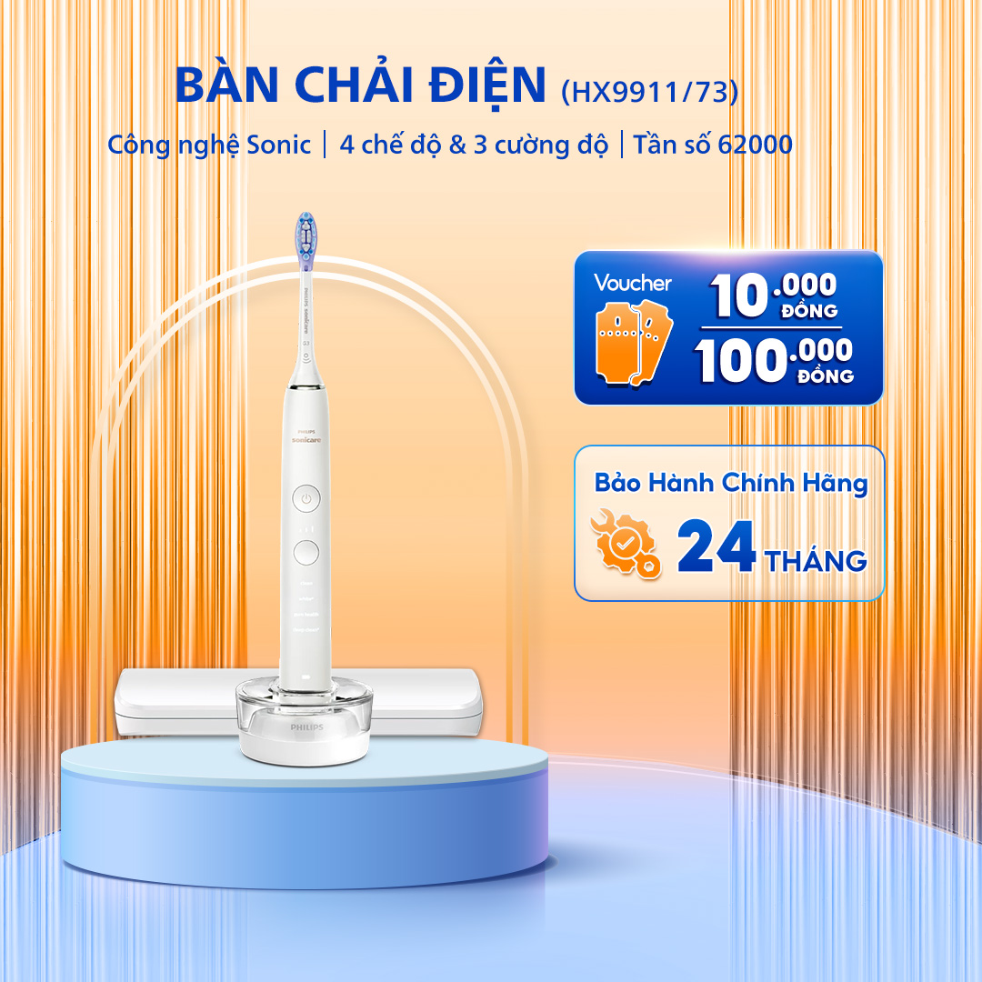 Bàn Chải Điện PHILIPS Sonicare DiamondClean HX9911/73, Công Nghệ Sóng Âm, Kết Nối App, Bảo Hành Chính Hãng 24 Tháng