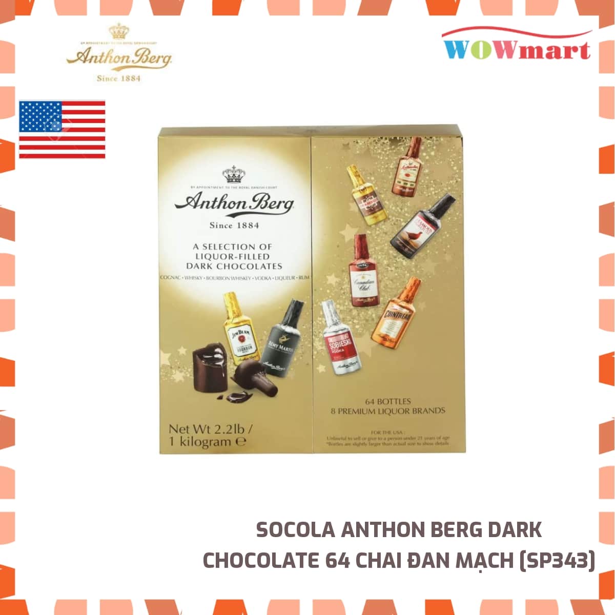 Socola Anthon Berg Dark Chocolate 64 chai Đan Mạch
