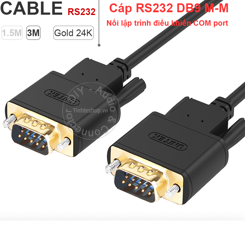 Cáp rs232 db9 2 đầu đực cái male - male 3 mét unitek y-c704abk