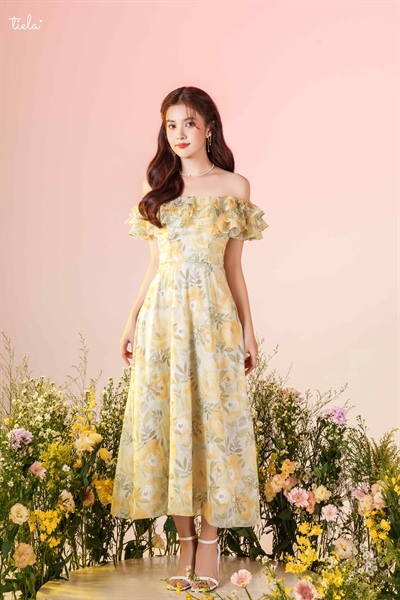 TIELA Đầm váy hoa trễ vai tầng-Joanna Dress