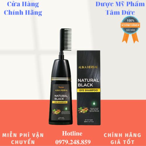 [CHÍNH HÃNG - HOÀN TIỀN] Dầu Gội Phủ Bạc ALIKA Màu Đen 200ML, Thảo Dược Nhuộm Đen Tóc Chính Hãng Ali