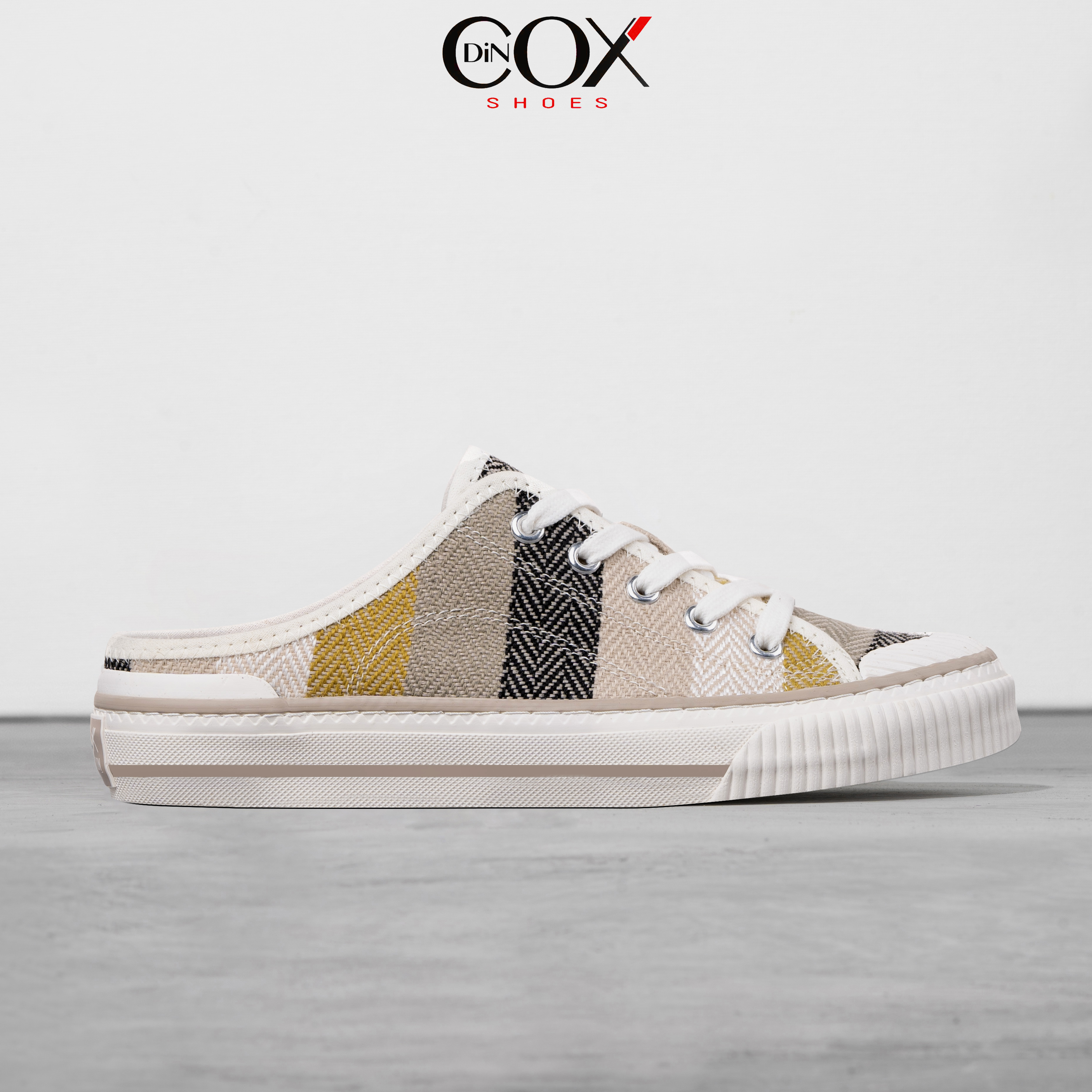 Giày Sục Đạp Gót Mules Dincox Vải canvas E10 Covi Yellow