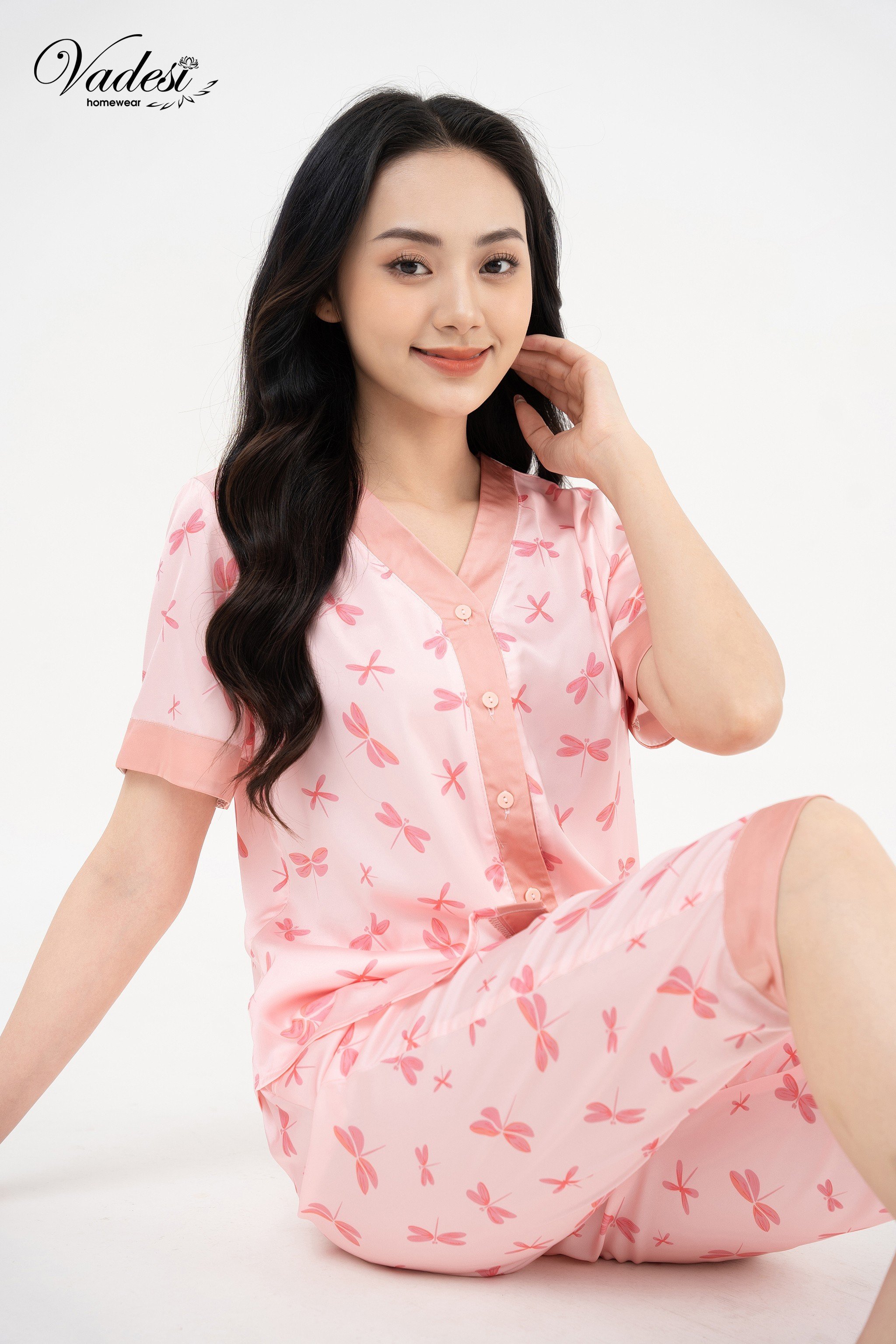 Bộ Pijama Lửng Cộc Cổ Tim Y Vadesi Luạ Cao Cấp Mặc Nhà Mùa Hè Mát Mềm Nhiều Họa Tiết Đẹp