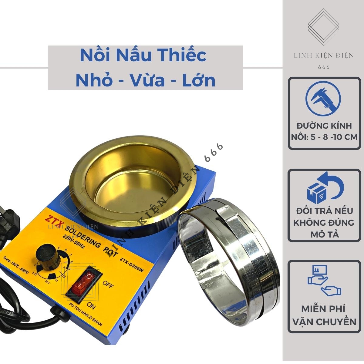 Bể nhúng thiếc hàn nồi nấu chì hàn máy nhúng thiếc các loại nnt5-8-10cm