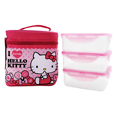 Bộ hộp nhựa đựng cơm lock&lock hello kitty lkt741