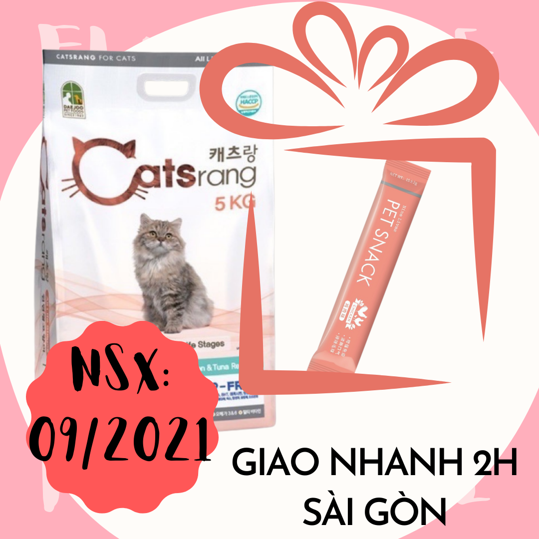 Catsrang 5kg thức ăn cho mèo hạn sử dụng 3/2023