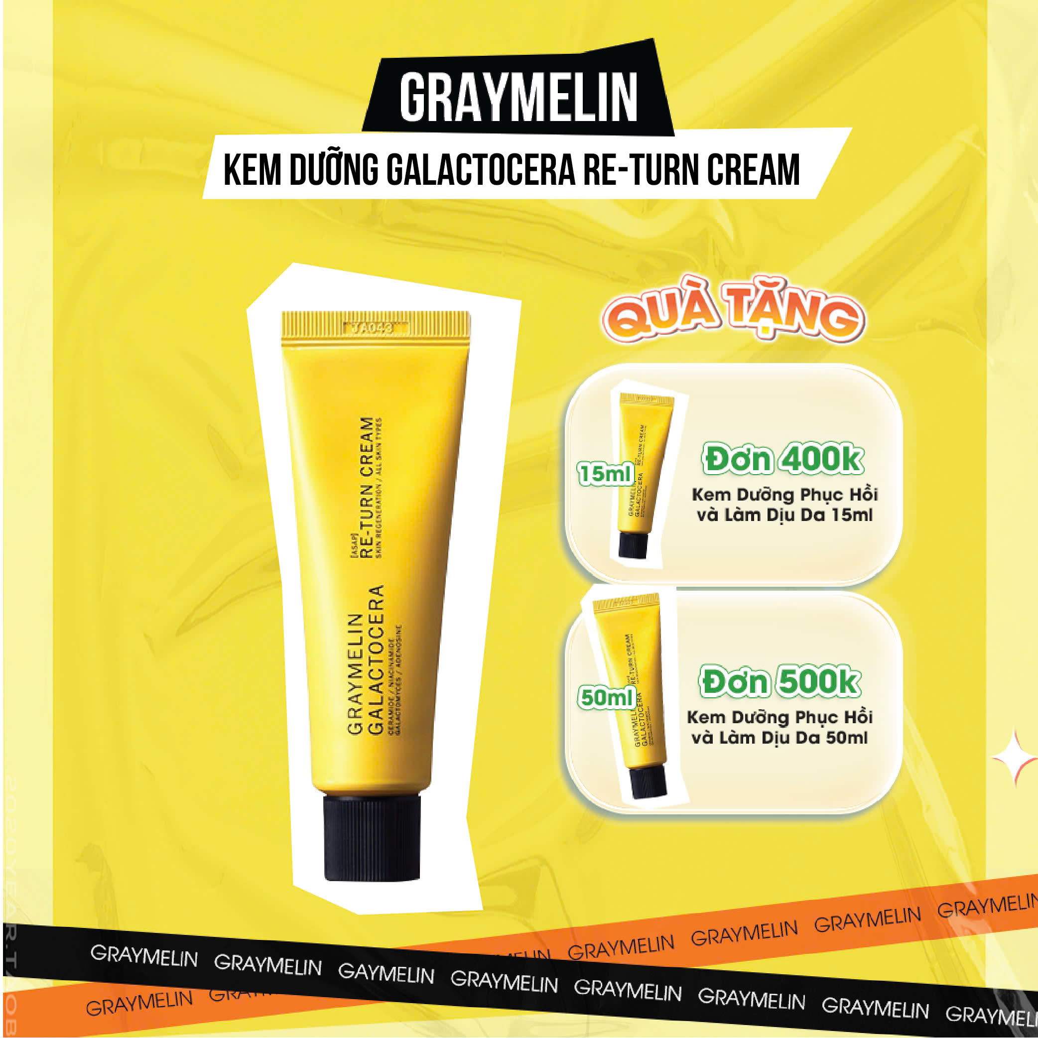 Kem Dưỡng Phục Hồi Và Làm Dịu Da Graymelin Galactocera Re-Turn Cream 15ml