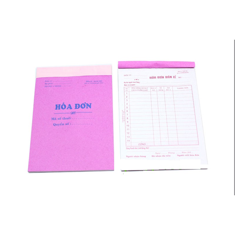 10 cuốn hóa đơn 1 liên 50 tờ 13x19 cm giấy trắng