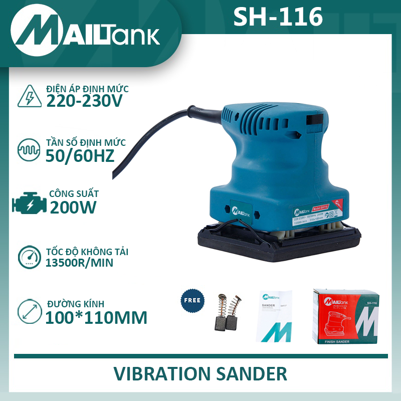 Máy chà nhám MailTank SH116 Máy Chà Nhám Rung vuông 200W máy chà nhám gỗ mini 110x100mm điều chỉnh tốc độ
