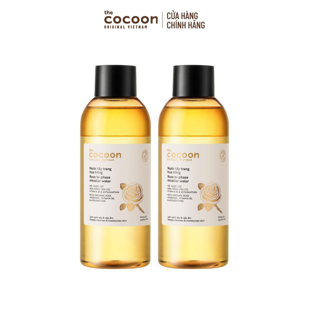 COMBO 2 Bigsize - Nước tẩy trang hoa hồng Cocoon tẩy sạch makeup  cấp ẩm 310ml