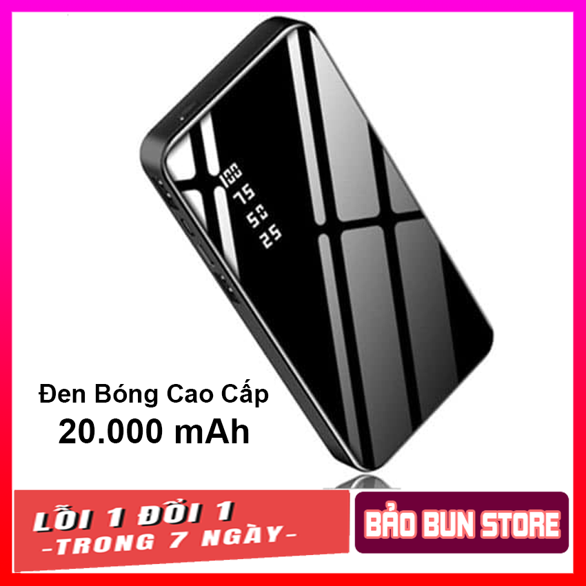 Sạc dự phòng - sạc dự phòng - sạc dự phòng chữ nhật đen 20000mha
