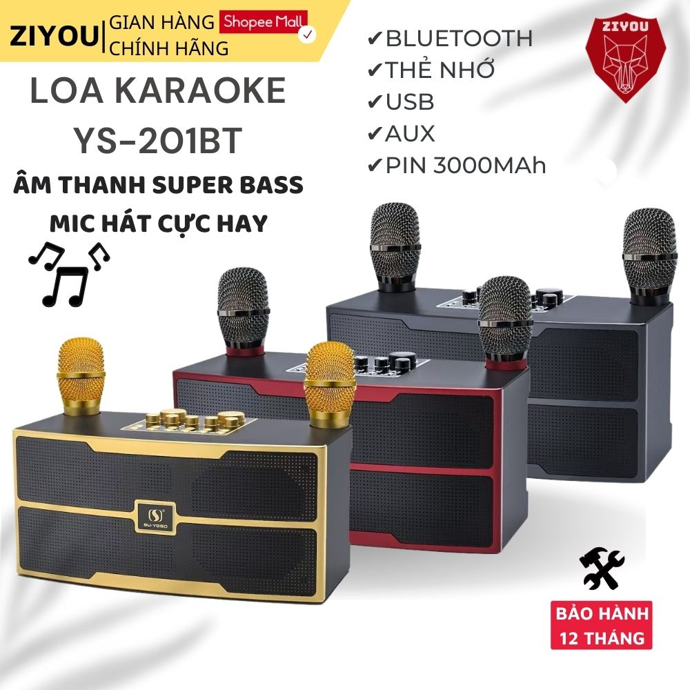 Loa Di Động Karaoke 2 Micro Hát Karaoke YS201 Loa Bluetooth Karaoke SU-YOSD YS-201 Kèm 2 Micro Loa Karaoke YS-201 Bass Siêu Trầm Công Suất 35W Loa Karaoke SU-YOSD YS-201 (Kèm 2 Micro Không Dây)