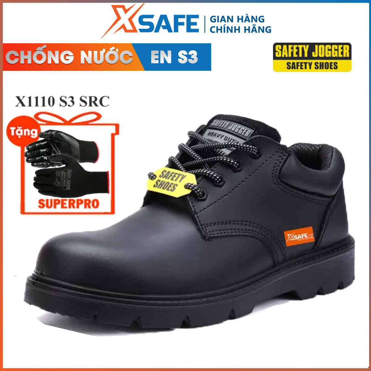  Giày bảo hộ lao động nam Jogger x1110 S3 da bò thật chống thấm nước mũi composite lót chống đinh kevlar chuẩn S3 Châu Âu- 