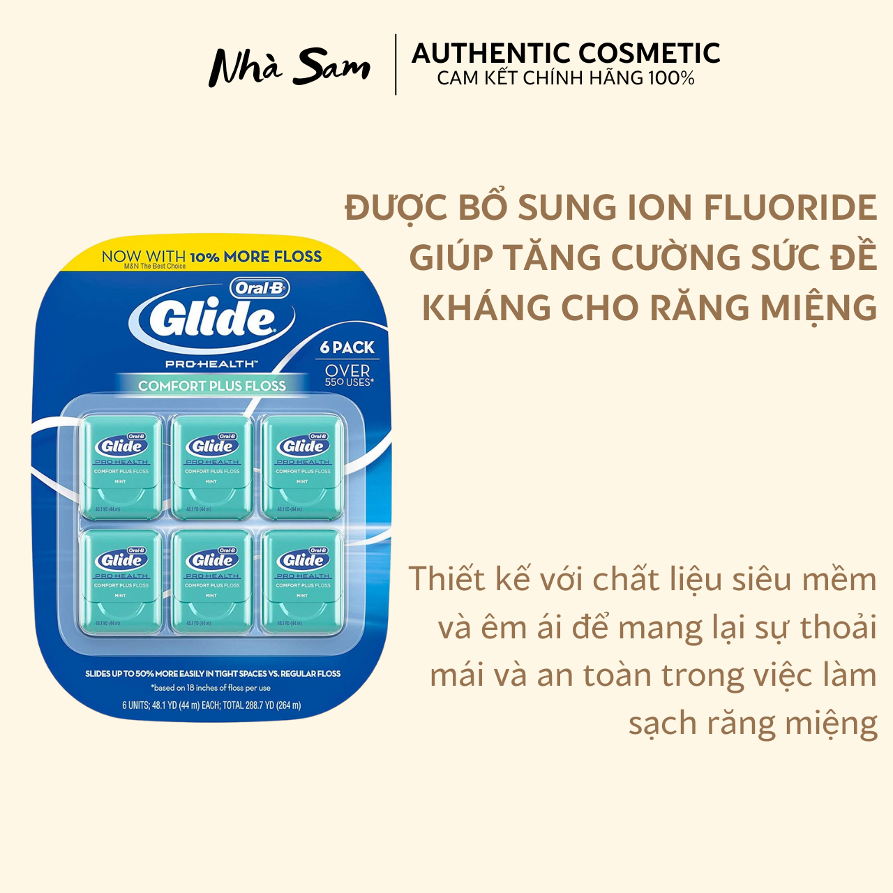 Tăm Chỉ Nha Khoa Oral-B Glide Làm Sạch Các Mảng Bám Ở Kẽ Răng Ngăn Ngừa Các Bệnh Về Răng Miệng | Nhà Sam