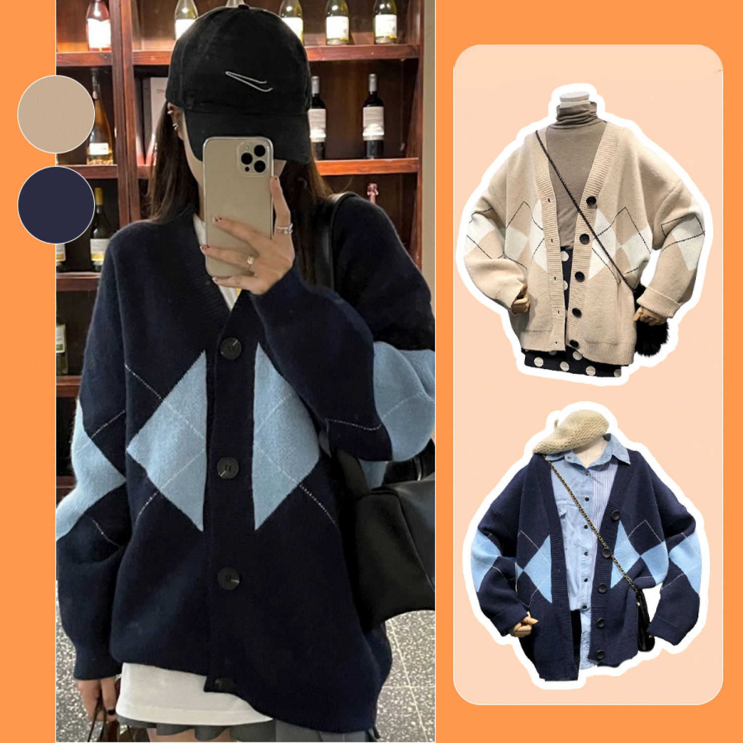 Áo khoác len cardigan, Cadigan nữ, Cảgigan họa tiết quả trám to Shop Haul - AC-G03