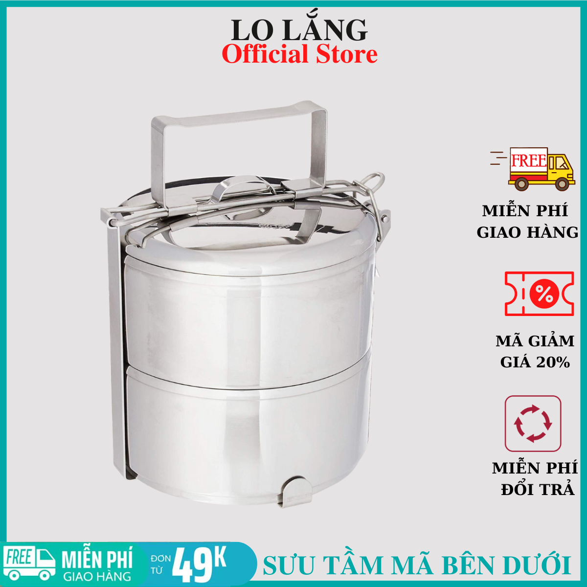 Hộp đựng cơm 2 ngăn inox cao cấp