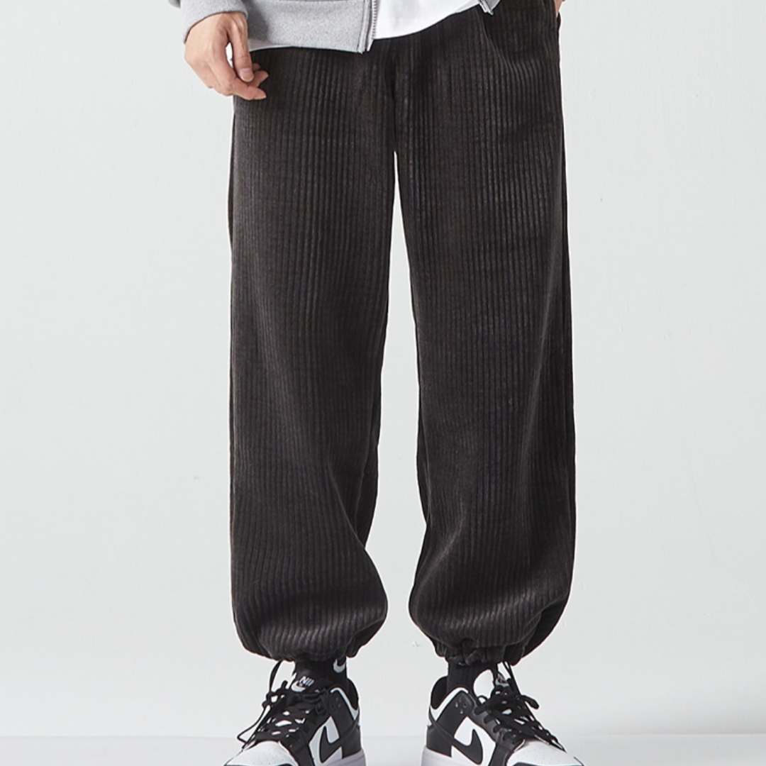 Quần Jogger Nhung Tăm Nam Nữ ❤ Quần Baggy Nhung Gân Dáng Suông Rộng Unisex