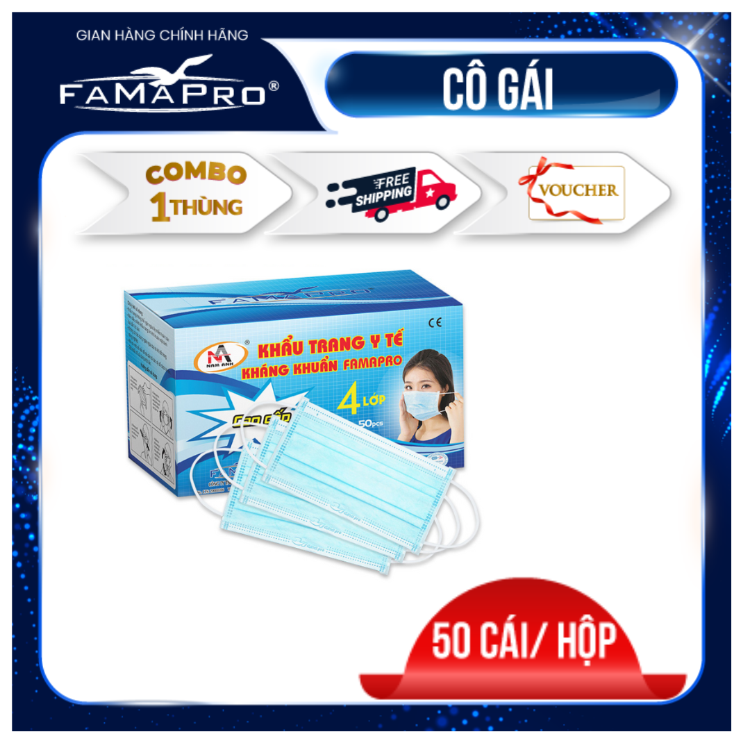 Khẩu trang y tế 4 lớp kháng khuẩn famapro