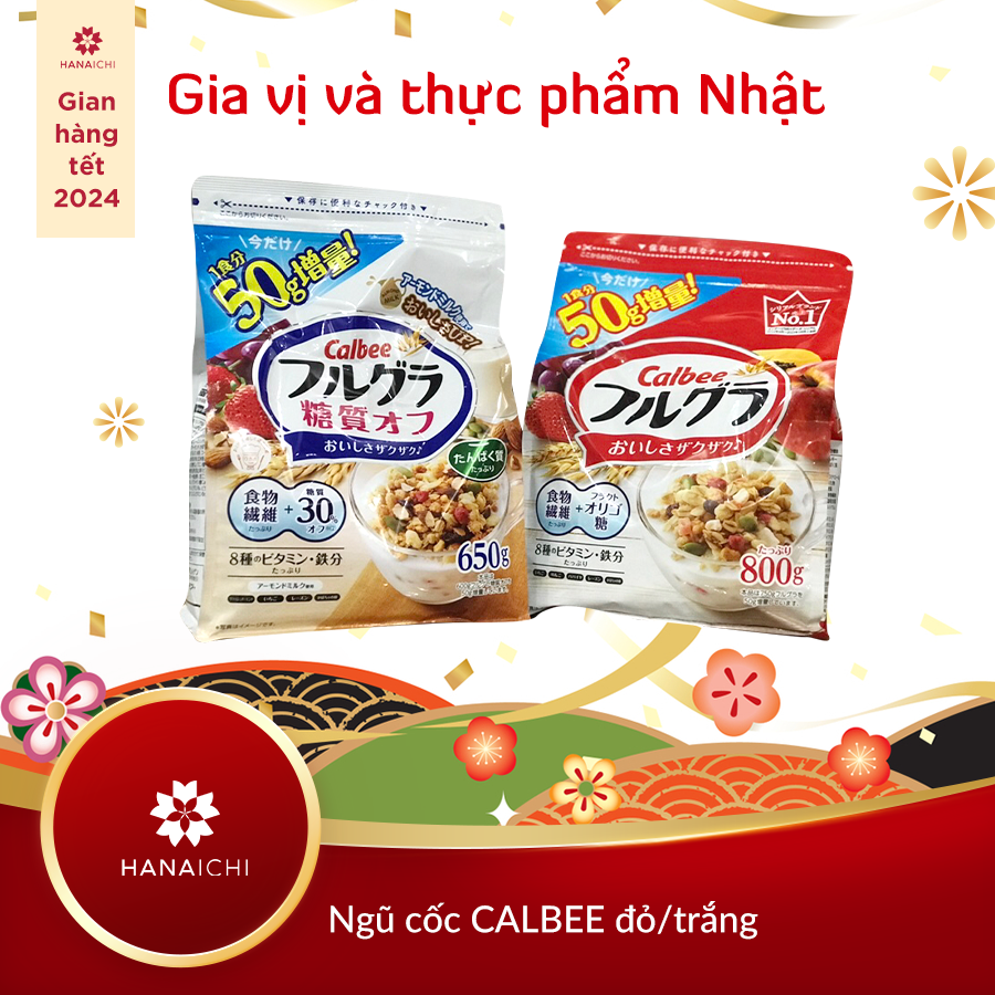 Ngũ cốc calbee màu đỏ 750gr - vị truyền thống - nội địa nhật