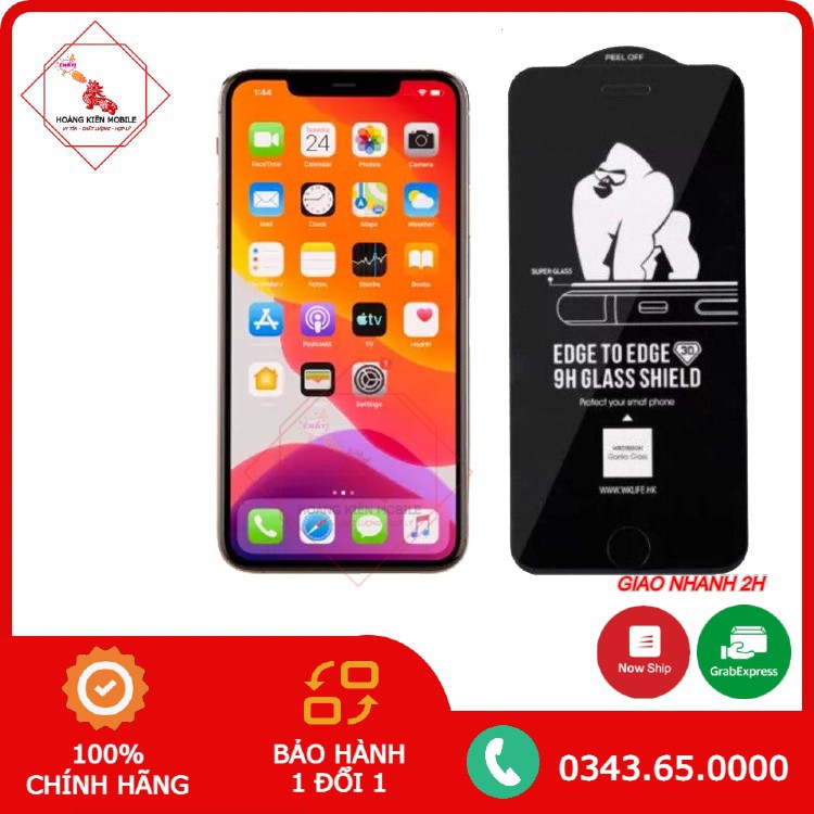 Kính cường lực ip kingkong full màn hình có hộp cho ip 6/6s/7/7plus/8/8plus/plus/x/xr/xs/11/11pro/11promax