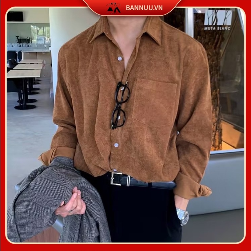 Áo Sơ Mi Nam Tay Dài áo sơ mi nữ Thời Trang sơ mi nữ form rộng Trẻ Trung áo sơ mi unisex phong cách Hàn Quốc áo sơ mi nhung tăm nam bông áo sơ mi nam màu đặc sơ mi nữ form rộng