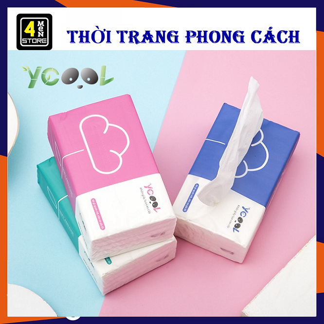khăn giấy Lụa Cao Cấp YCOOL trắng tự nhiên 300 tờ 4 lớp 24 gói / Giấy ăn gấu trúc Lụa mềm mịn siêu dai loại tốt
