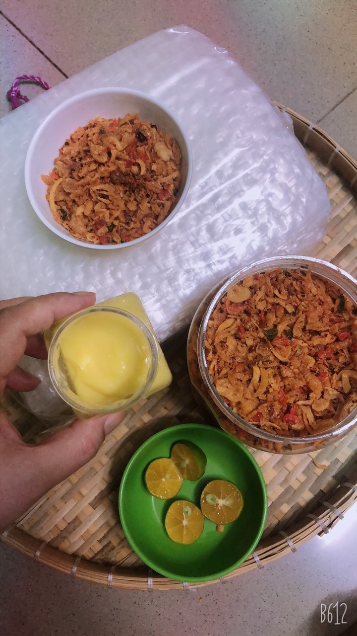 Combo Bánh Tráng (500gr) + Bơ (100gr)+Muối Trộn Tép Sấy Hành Phi