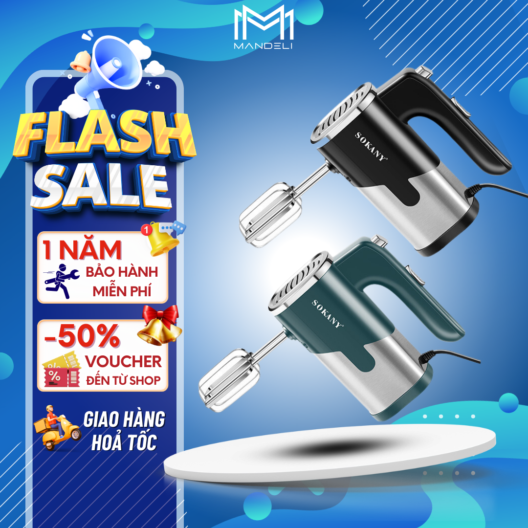 Máy đánh trứng cầm tay sokany sk-6621 với công suất 800w, 5 cấp độ điều chỉnh chuyên dụng, máy đánh bọt cafe, máy trộn bột đa năng kèm 4 đầu sử dụng tiện lợi