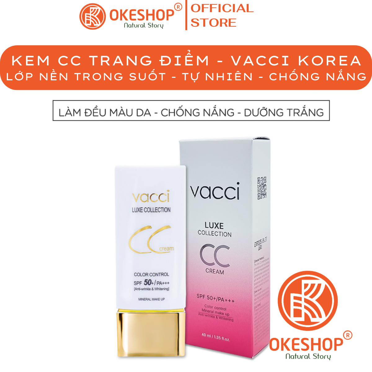 Kem phấn nền thế hệ mới dưỡng trắng da đa chức năng - cc cream spf50+/pa+++ - làm sáng đều màu da - chống nắng - lớp nền tự nhiên