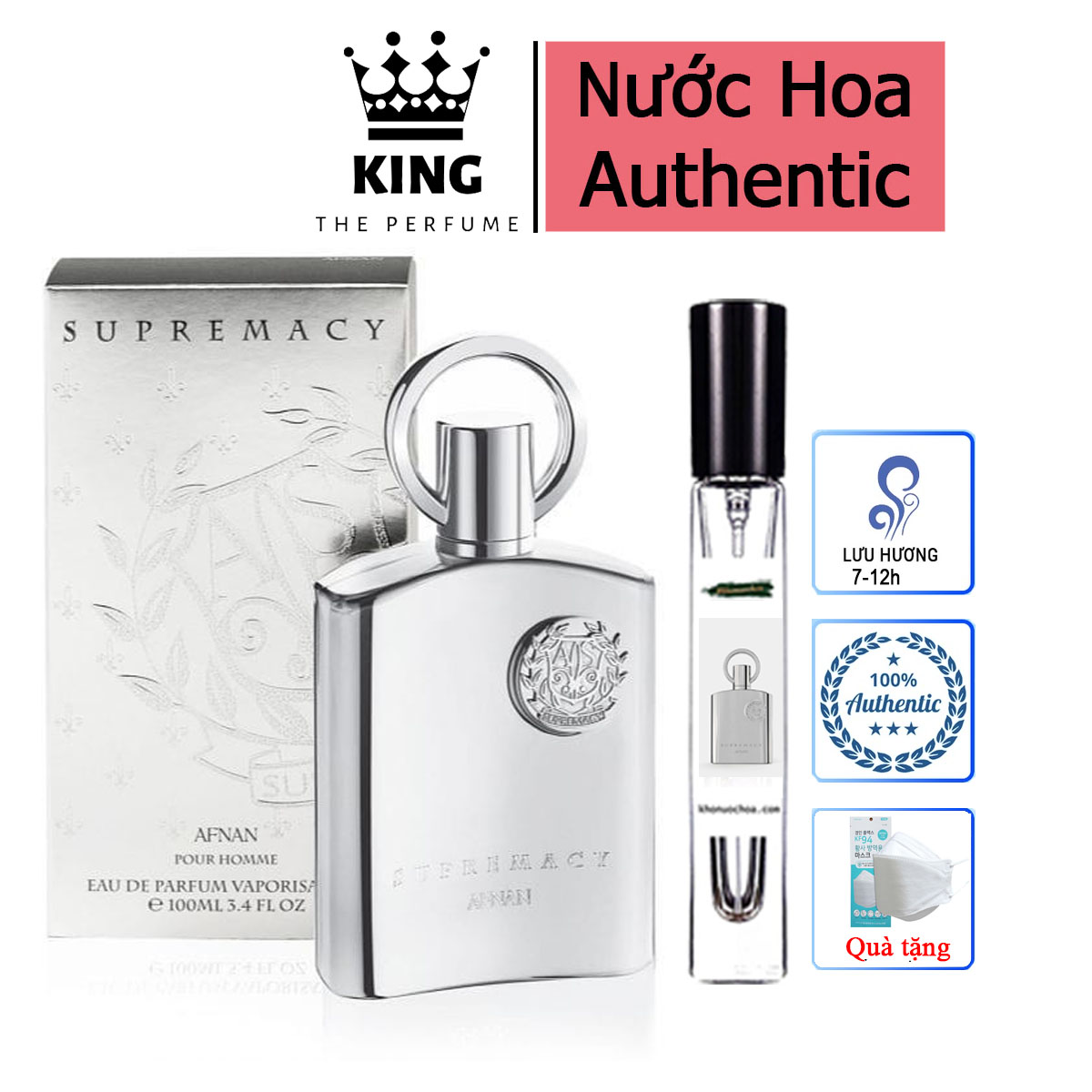 Nước Hoa Nam 𝗔𝗳𝗻𝗮𝗻 Supremacy Silver, Nước hoa Ả Rập, Nước Hoa afnan, nước hoa chính hãng, nước hoa chiết chai 5-10-20ml