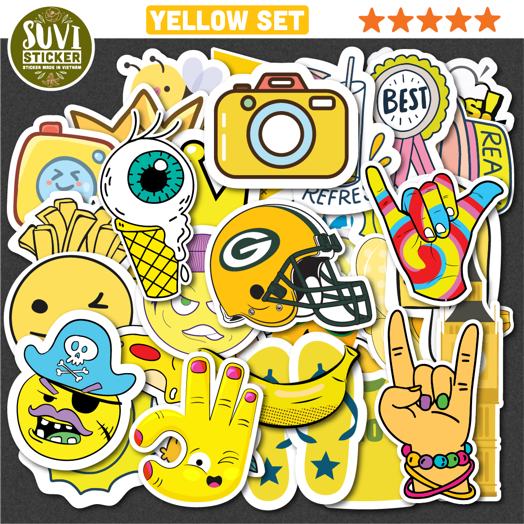 Sticker Màu Vàng Yellow chống nước dán laptop, điện thoại, đàn guitar, mũ bảo hiểm, vali.