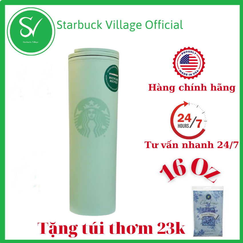 | hàng chính hãng | bình giữ nhiệt starbucks recycled plastic 16oz / 473ml | starbucks village | giữ nhiệt 8h