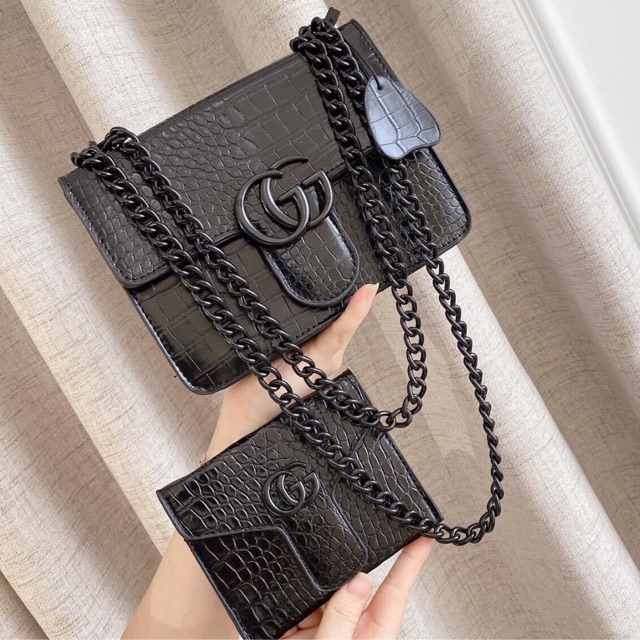 Bộ túi ví đeo chéo full màu thời trang da cá sấu siêu đẹp