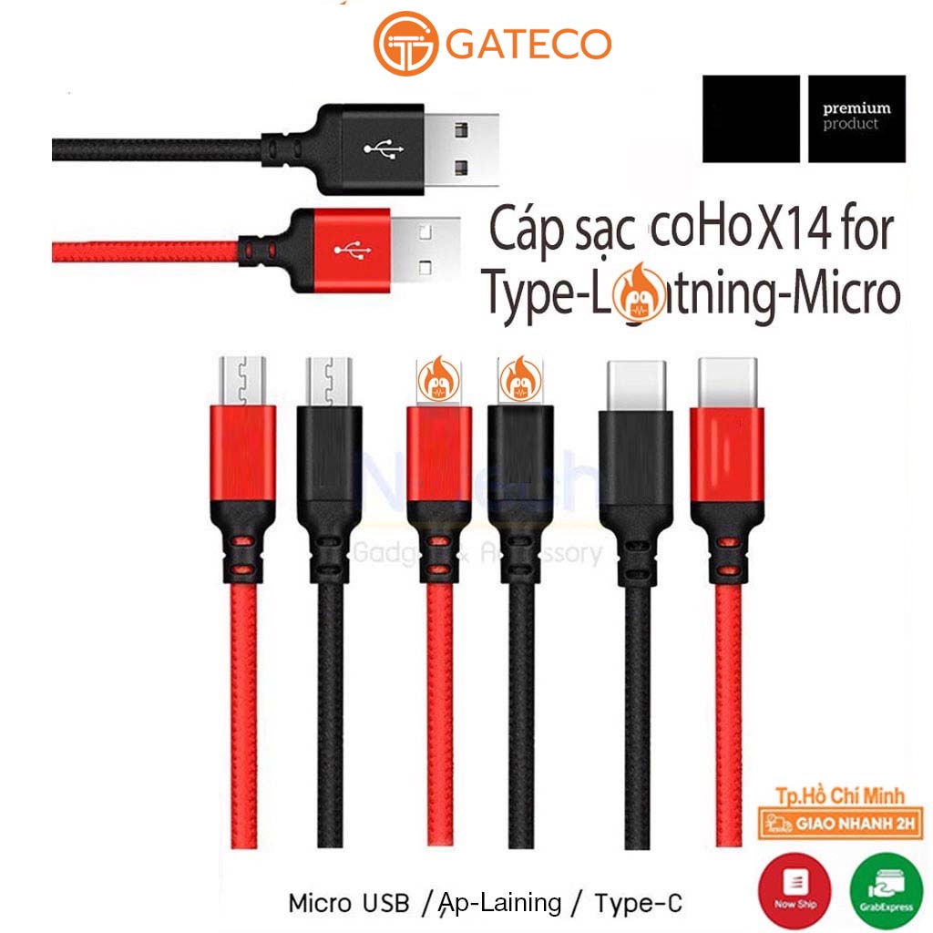 Charging cable hoco/type c/micro usb x14