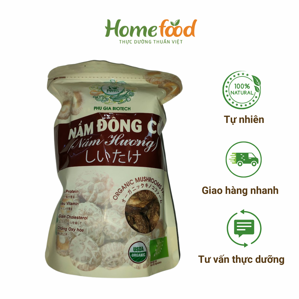 Nấm đông cô hữu cơ phú gia 100gr