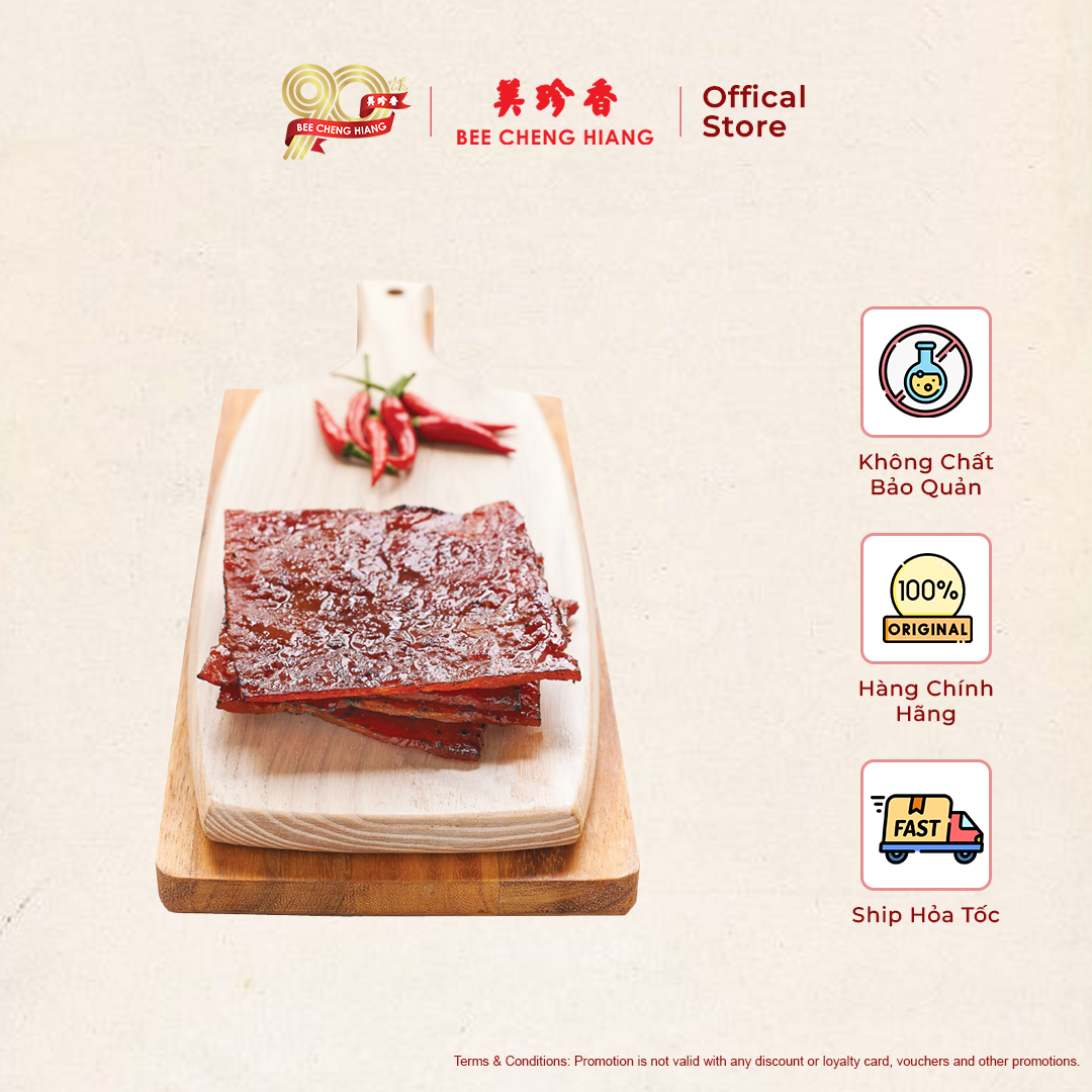 Thịt heo miếng cay nướng 300g - Chilli Pork Bakkwa 300g - Bee Cheng Hiang Singapore Bakkwa