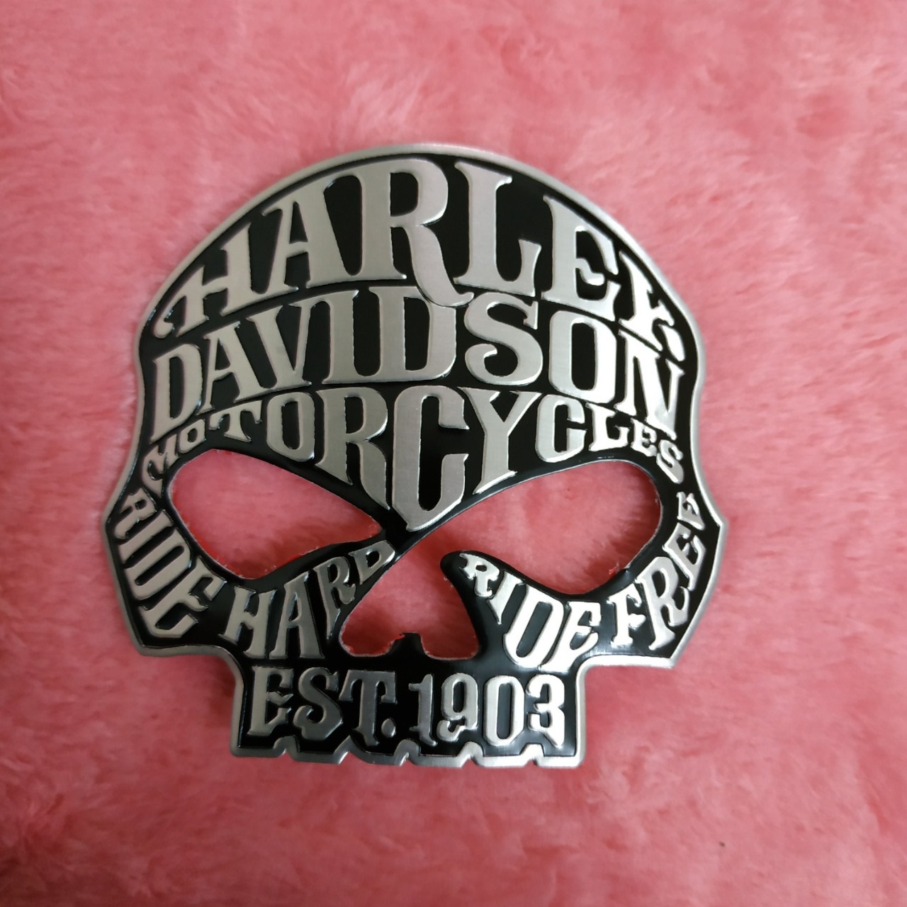 Logo Nhôm Dán Xe Harley Davidson đầu lâu 7x6.5cm