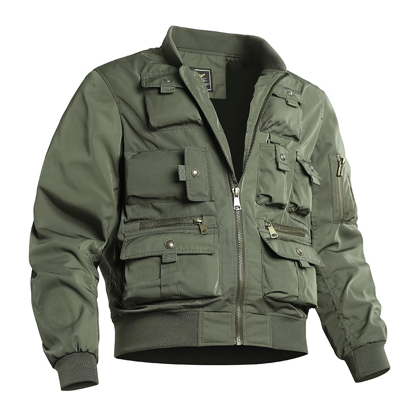 Áo Jacket Phi Công Trang Phục Bóng Chày Cổ Điển Kiểu Mỹ Cho Nam Áo Khoác Công Sở Nhiều Túi Áo Jacket Chức Năng Áo Ba Chống Sạc