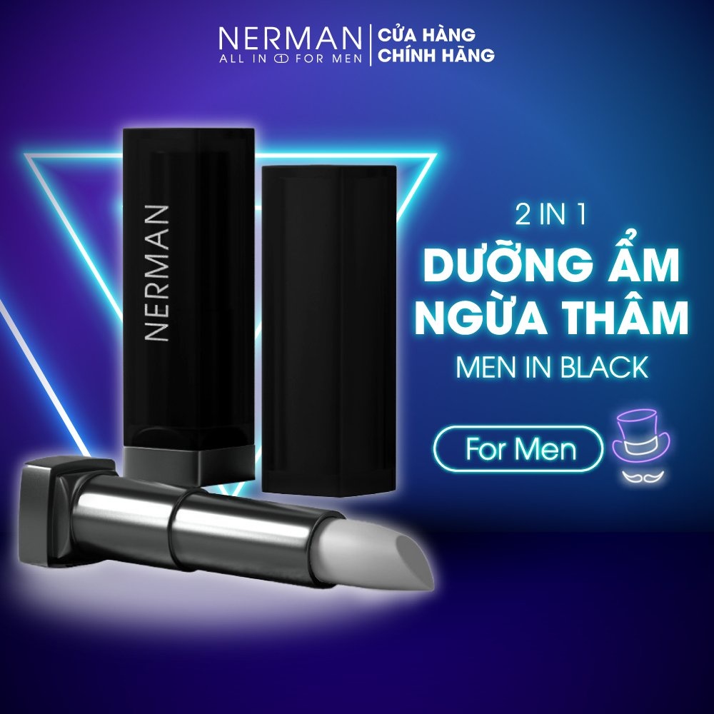 Son dưỡng cho nam Nerman Men in Black 2 in 1 dưỡng ẩm ngừa thâm môi 4g