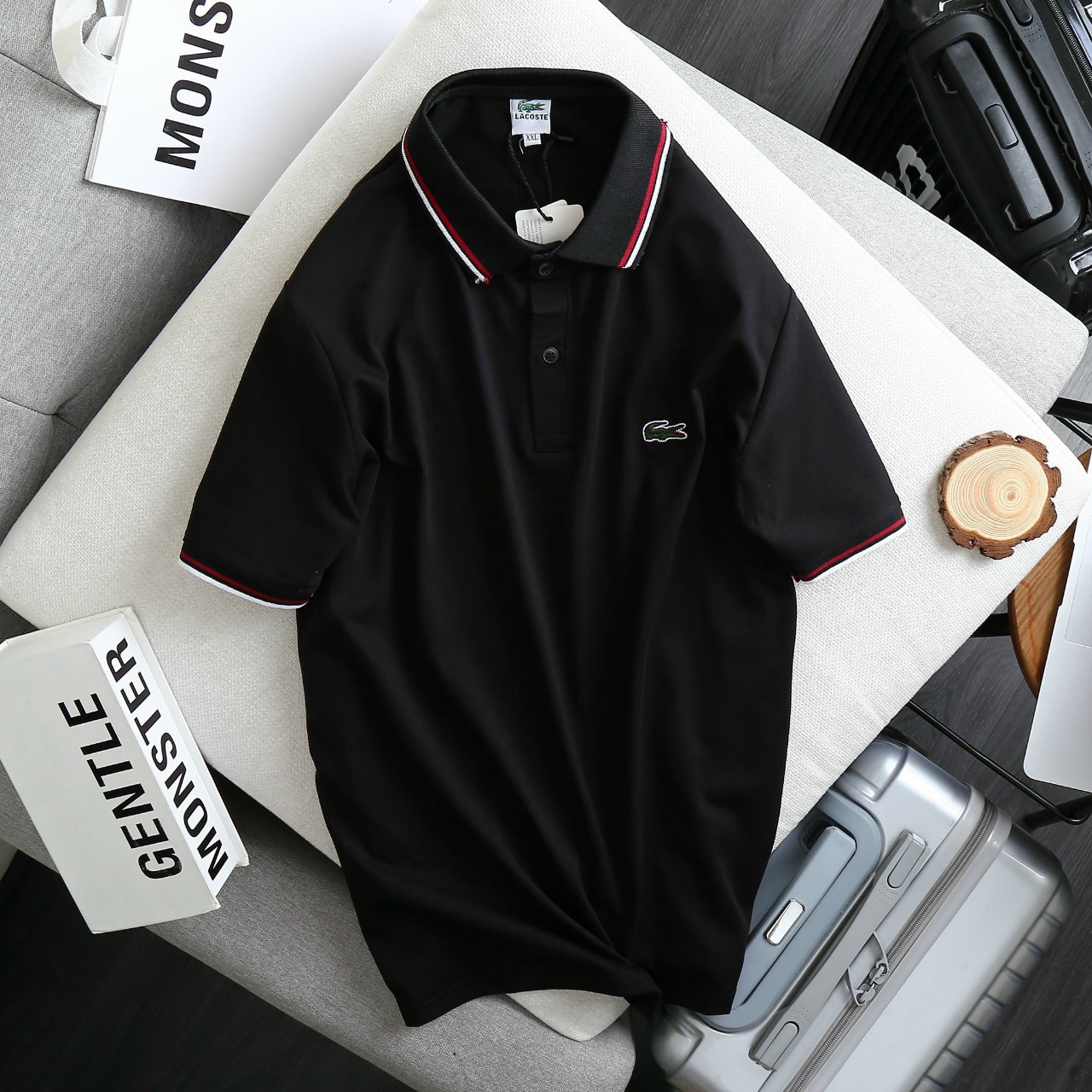 Áo thun nam cổ trụ ,tay ngắn mẫu mới vải cotton co dãn hai màu trắng đen cao cấp