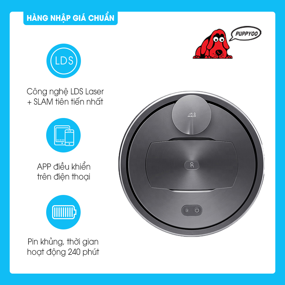 [Trả góp 0%] Robot hút bụi lau nhà PUPPYOO R6 HOME hàng top 1 tại Nga, dung lượng pin khủng, công nghệ điều hướng thông minh - Hàng chính hãng bảo hành 12 tháng