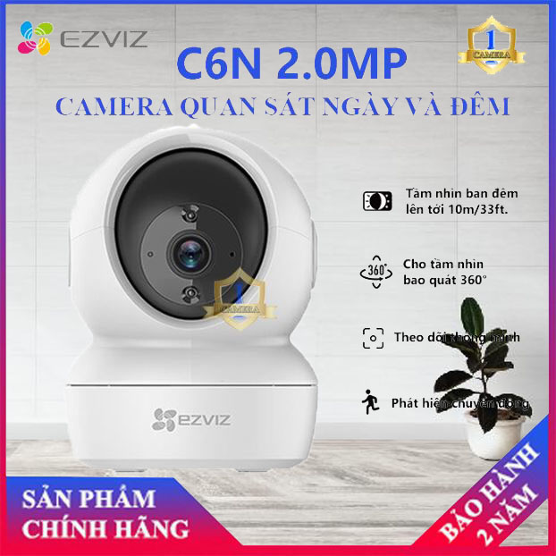 [CHÍNH HÃNG] Camera IP Wifi EZVIZ CS- C6N (1080P) 2.0MP Xoay 360 Thông Minh - Camera Không dây WIFI + Đàm Thoại 2 Chiều - Camera số 1