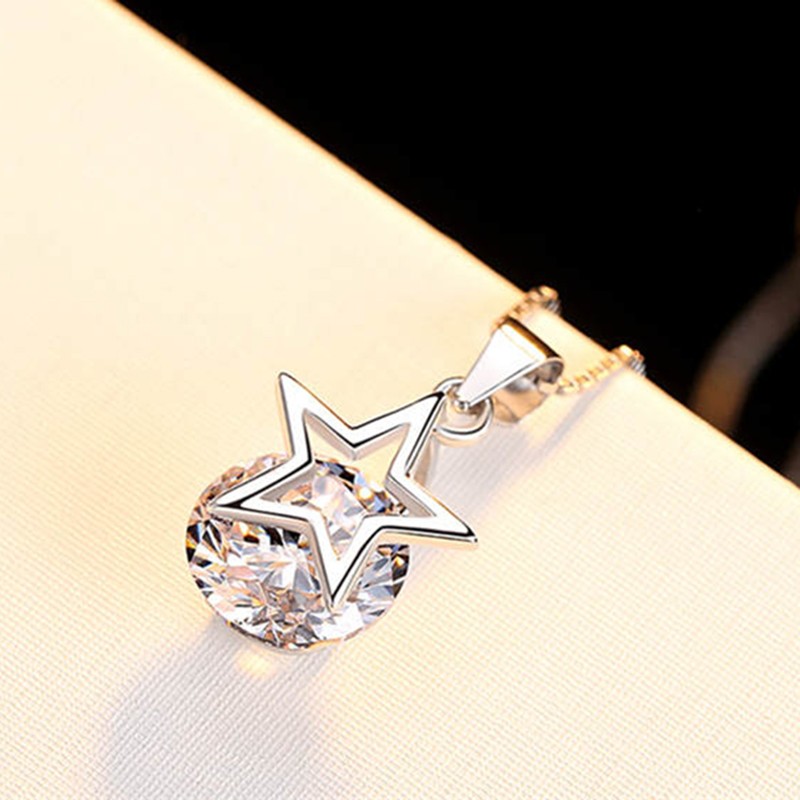 TAMIKO - Dây chuyền bạc Lucky Star đính đá Zircon lấp lánh vòng cổ bạc nữ trang sức bạc nữ dây chuyền mặt ngôi sao TM-DC594