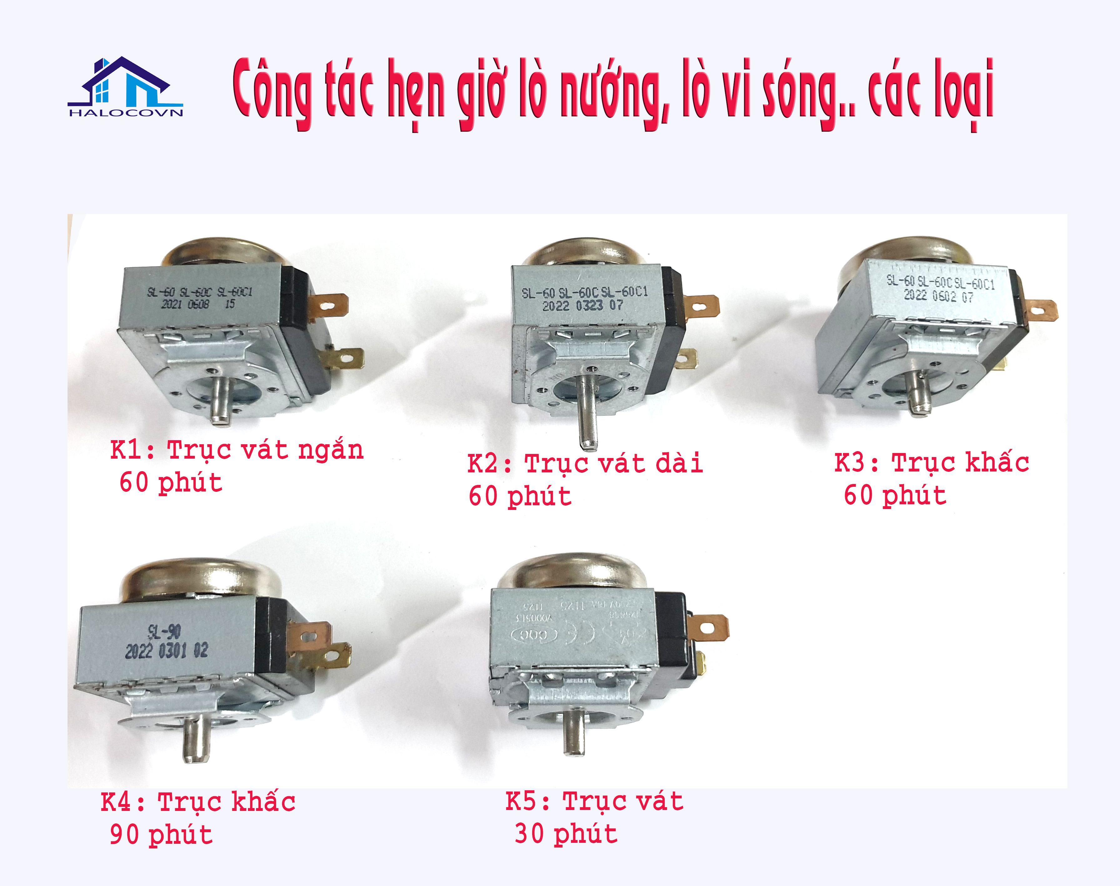 Rơ le thời gian lò vi sóng, lò nướng loại 2 chân các cỡ
