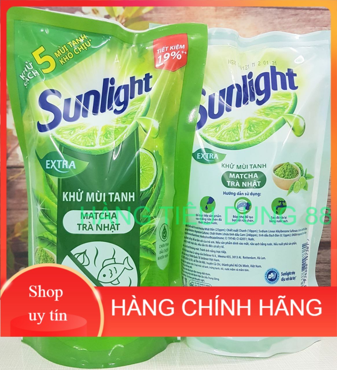 Nước rửa chén Sunlight Trà Xanh Matcha Nhật Bản 750g