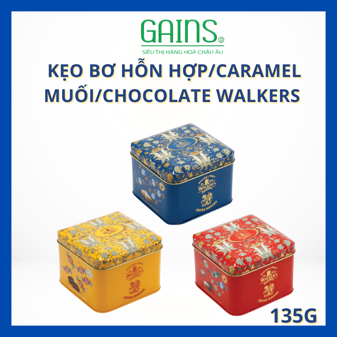 Walker's Toffees 135g - 3 Flavors: Salted Caramel, Chocolate, Assorted - Premium Soft and Smooth British Gummy Candy