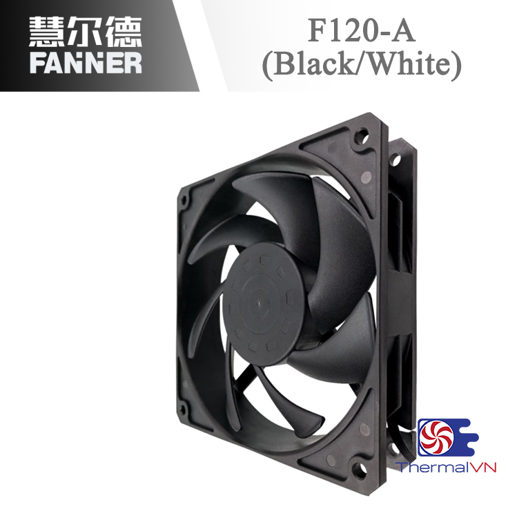 Quạt fan case 12cm Fanner F120-A (Trắng/Đen) - Quạt sức gió lớn 77 CFM, khung quạt cứng cáp, tốc độ 2200 vòng